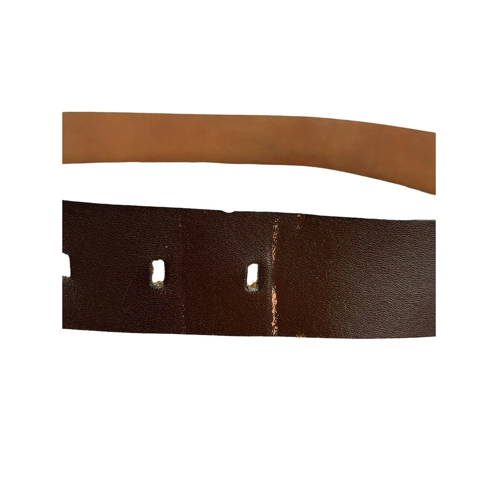 Oveynersin Wide Buckle Belt Mens SZ 43 Brown Leather Casual Classic Full Grain
